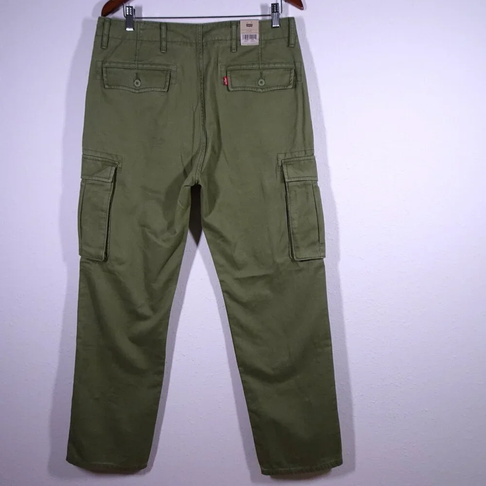 Levi's Ace Cargo Pants Men's Size 33x32 Green Cotton Relaxed Taper